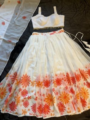 Soft Georgette Fabric Sequin Work Lehenga Choli