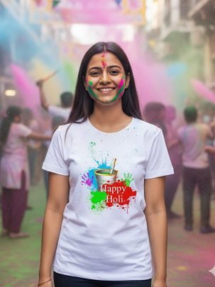 Soft Lycra Polyester Women Holi T shirt