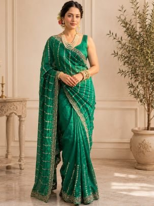 Soft Nd Fabric Rama Colour Saree