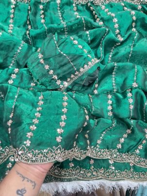 Soft Nd Fabric Rama Colour Saree
