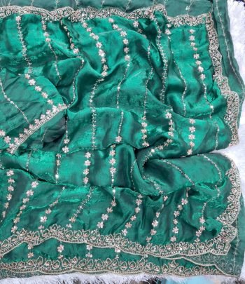 Soft Nd Fabric Rama Colour Saree