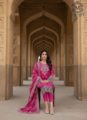 Soft Organza Rani Pink Colour Pakistani Unstitch Suit