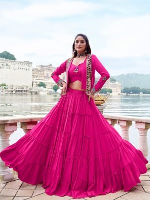 Soft Rayon Pink Readymade Choli for Navratri 
