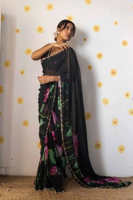 Soft Teby Organza Style Hand Work Saree