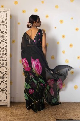 Soft Teby Organza Style Hand Work Saree