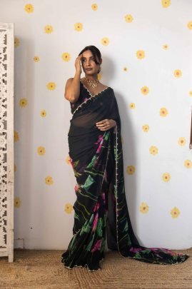 Soft Teby Organza Style Hand Work Saree