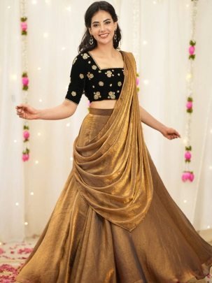 Space Silk Embroidery Work Ready To Wear Lehenga