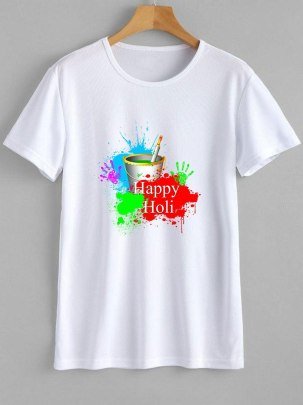 Special Holi Printed Little Girl T Shirt