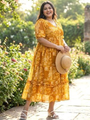 Style List Retro  Yellow  Colour  Full  Flair  Maxi Dress