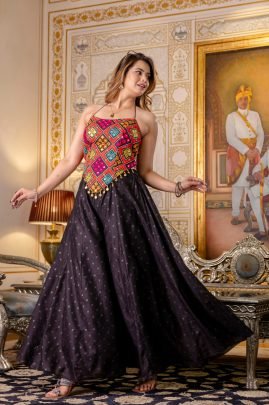 Stylish Black Colour Navratri Wear Crop Top With Palazzo