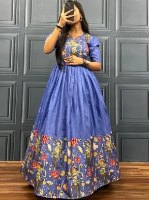 Stylish Pichwai Print  Purple Colour Gown