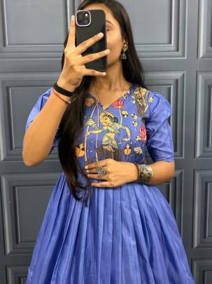 Stylish Pichwai Print  Purple Colour Gown