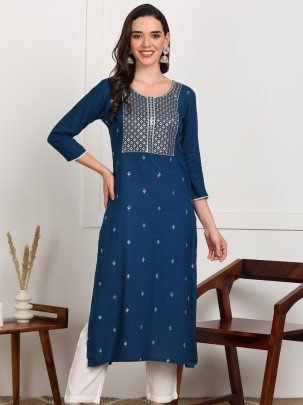 Stylish Single Embroidery Sequence Work Kurti Elegant Ethnic Wear Online
