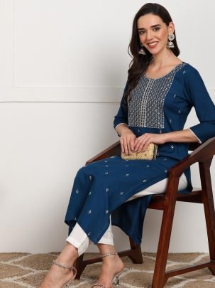 Stylish Single Embroidery Sequence Work Kurti Elegant Ethnic Wear Online