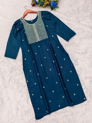 Stylish Single Embroidery Sequence Work Kurti Elegant Ethnic Wear Online