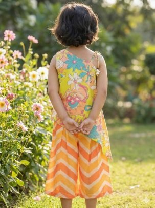 Summer Style Yellow Colour  Kids Sharara Suit