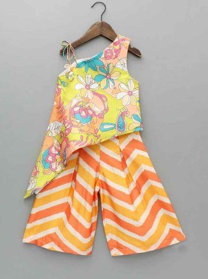 Summer Style Yellow Colour  Kids Sharara Suit