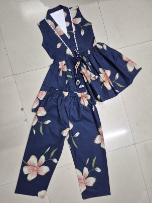 Summer  Wear  Blue  Colour  Kids Co Ord Set