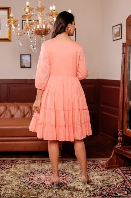 Summer Wear  Light  Orange Colour One Pices Dress