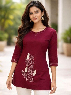 Summer  Wear  Maroon  Colour   Ladies Top 