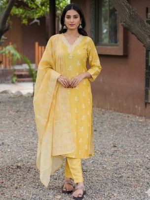 Summer Wear  Yellow  Colour  Ready Made Suit