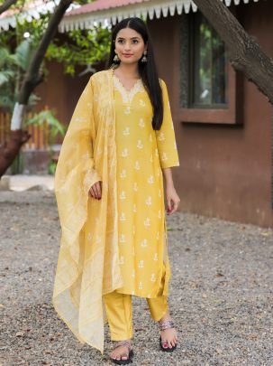 Summer Wear  Yellow  Colour  Ready Made Suit