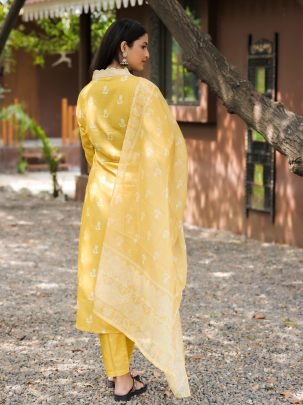 Summer Wear  Yellow  Colour  Ready Made Suit