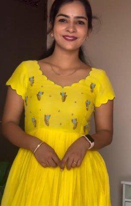 Stunning Yellow Maggam Work One Piece Dress