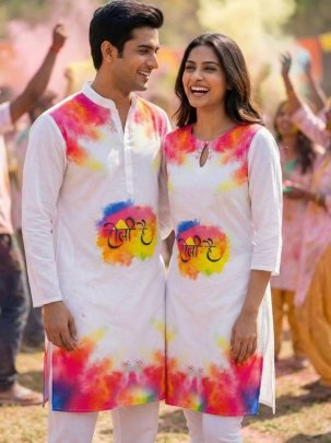 Traditional Stylish Holi Couple Set