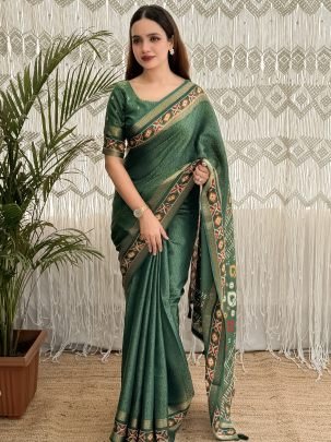 Traditional Wear Green Colour Cotton Saree 