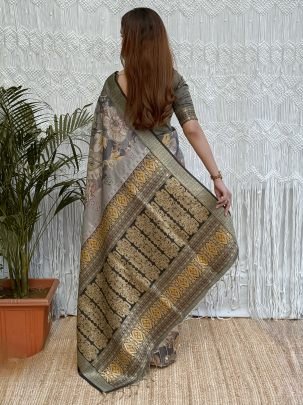 Traditional Wear Silk Saree With Digital Print Work