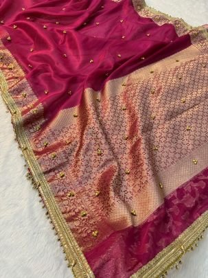 Trending Banarasi Pink Ghungroo Saree