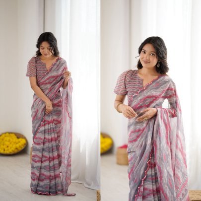 Trendy Heavy Georgette Silk Printed Saree With Unstitched Blouse