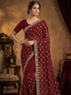 Trendy  Maroon  Colour Saree