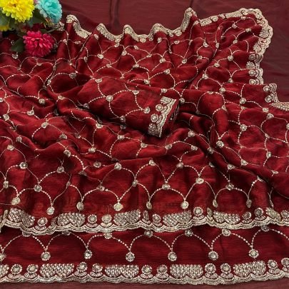 Trendy  Maroon  Colour Saree
