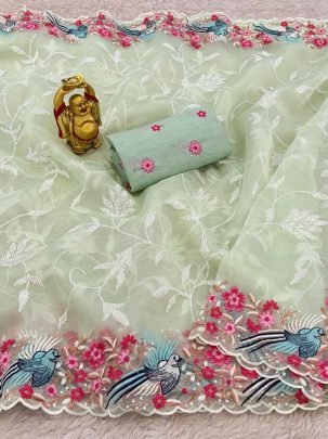 Trendy  Pista  Colour  Saree