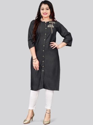 Trendy Rayon Fabric Black  Colour Kurti
