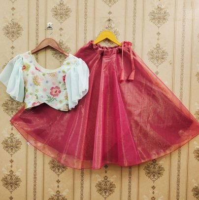 Umbrella Flair Pink  Colour Kids Lehenga
