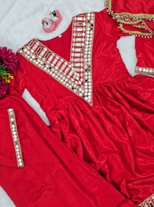 Velentine  Ethnic Wear Red Colour  Sharara Suit