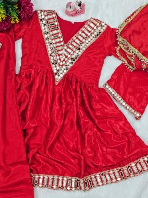 Velentine  Ethnic Wear Red Colour  Sharara Suit
