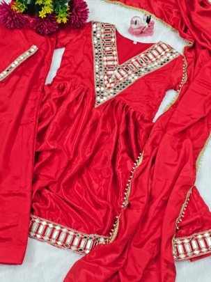 Velentine  Ethnic Wear Red Colour  Sharara Suit