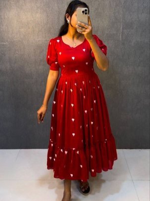 Velentine Special  Red Colour One Pices Dress