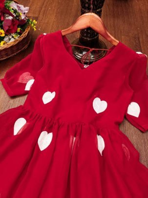 Velentine Special  Red Colour One Pices Dress