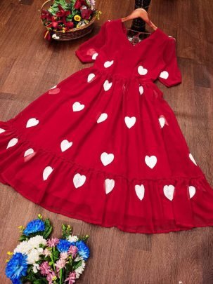 Velentine Special  Red Colour One Pices Dress