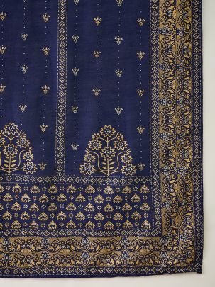 Vichitra Silk Blue Colour Kurti Pant Dupatta