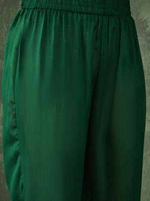 Vichitra Silk Fabric Dark Green Colour Ready Made Suit