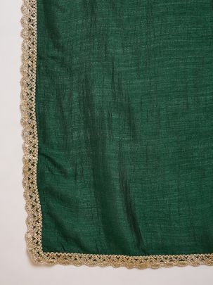 Vichitra Silk Fabric Dark Green Colour Ready Made Suit