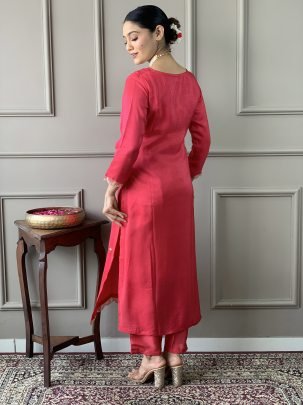 Viscose Fabric Gajri  Colour  Kurti Pant With Dupatta Set