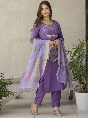 Viscose Fabric Purple Colour  Ready Made Suit