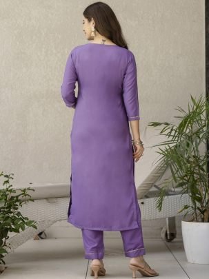 Viscose Fabric Purple Colour  Ready Made Suit